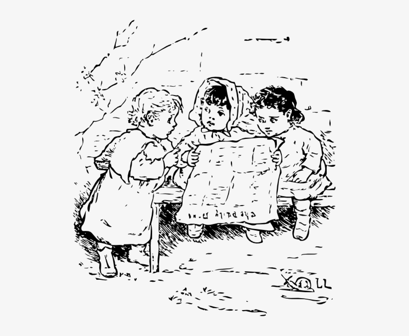 Children Reading Newspaper Svg Clip Arts 528 X 595, transparent png #3221331