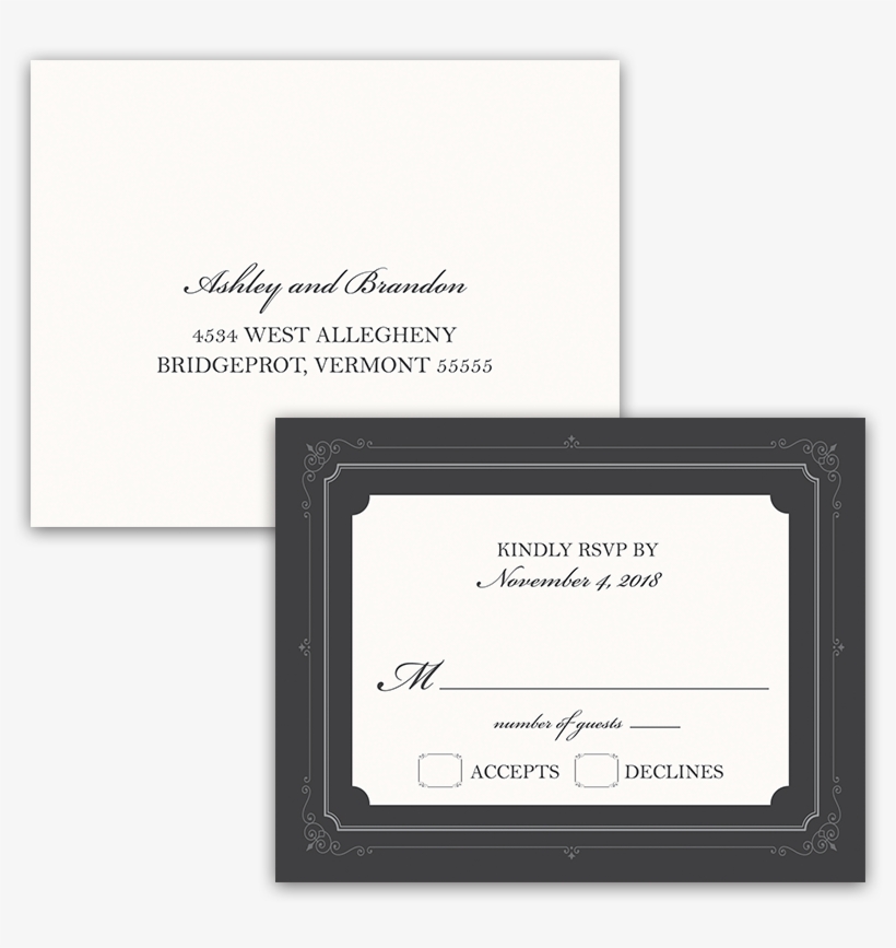 Vintage Industrial Chic Wedding Gray Rsvp Postcard - Wedding, transparent png #3221953