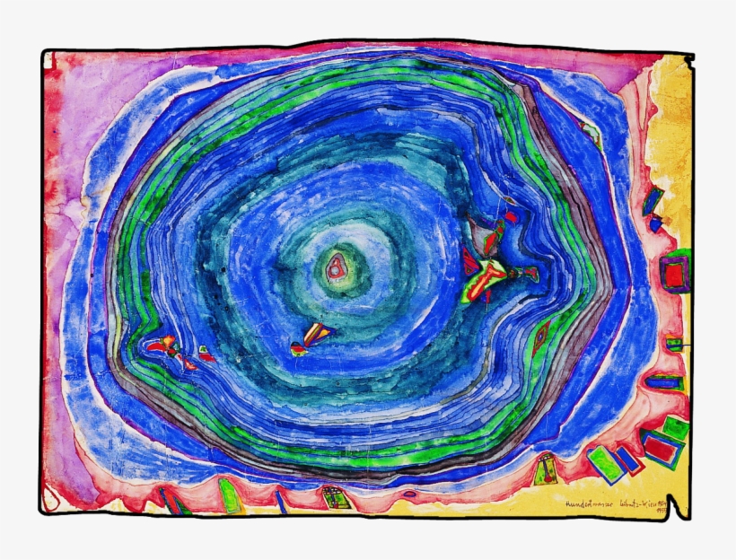 Watercolour With Anilin Colours On Wrapping Paper With - Friedensreich Hundertwasser, transparent png #3222220