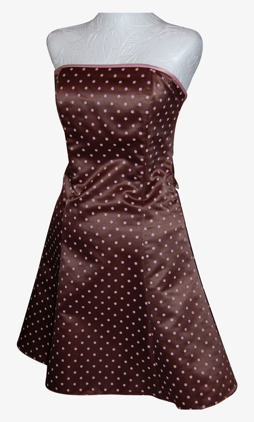 Jessica Mcclintock Gunne Sax Chocolate Brown & Pink - Pink And Brown Polka Dot Dress, transparent png #3222692