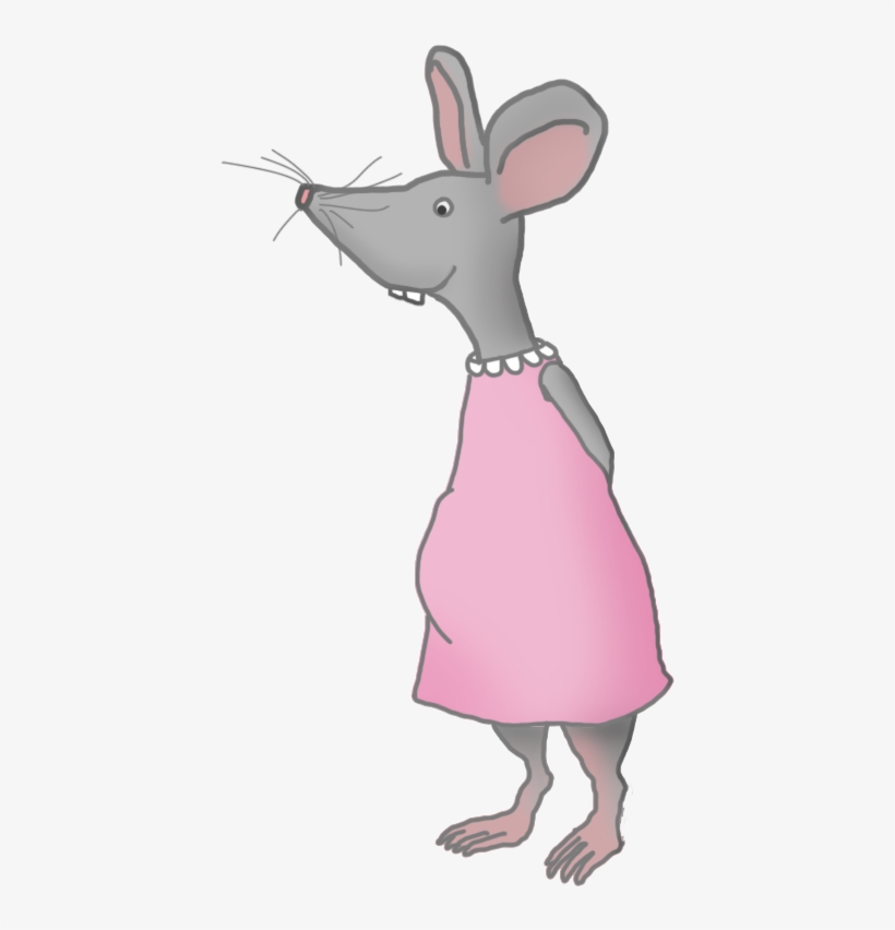 Female Mouse With Pink Dress - Clip Art, transparent png #3222737