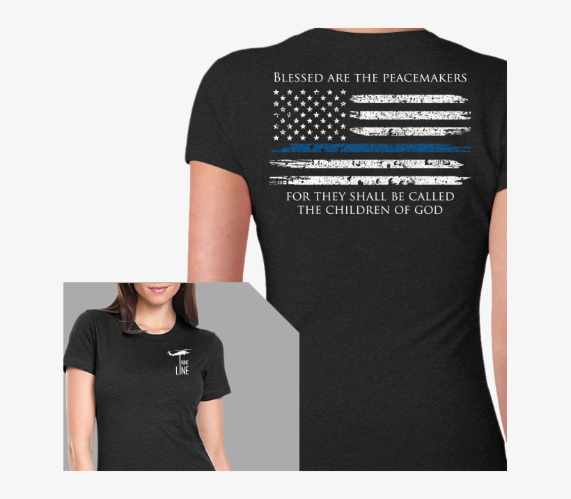 Nine Line Thin Blue Line Flag Ladies T-shirt, Two Vets - Thin Blue Line Women Shirt, transparent png #3222755