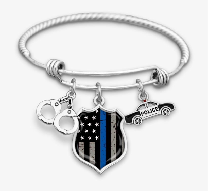 Thin Blue Line Flag Handcuffs And Police Car Charm - You Had Me At Woof Paw And Heart Charm Bracelet Rescue, transparent png #3222988