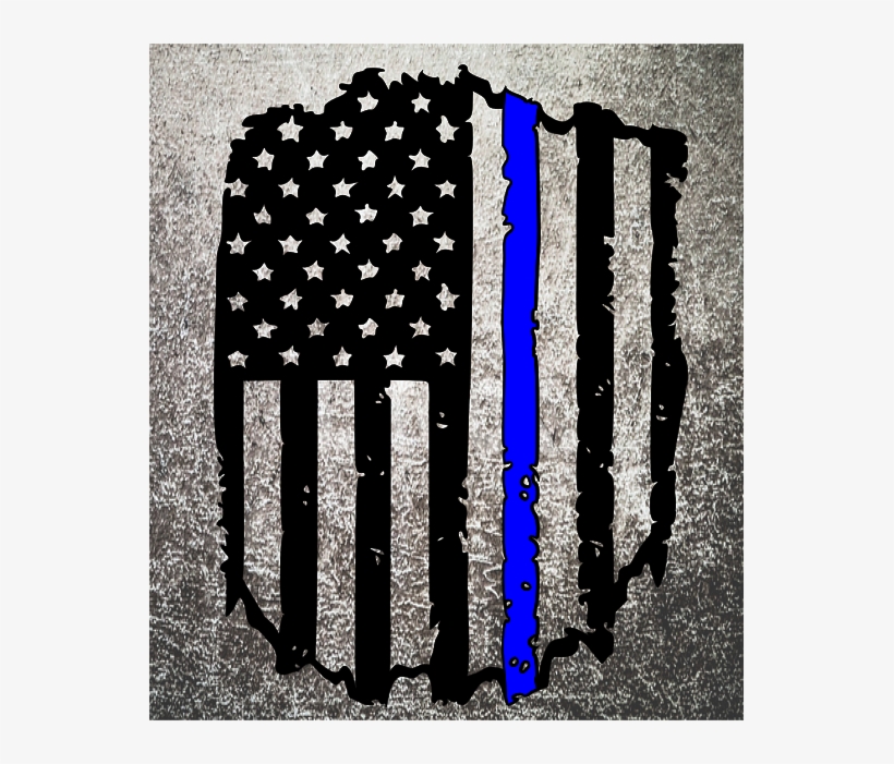 Thin Blue Line- American Flag - Breast Cancer Awareness With Flag T Shirts, transparent png #3223022
