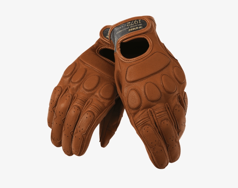 Russell - Brown Leather Biker Gloves, transparent png #3223024