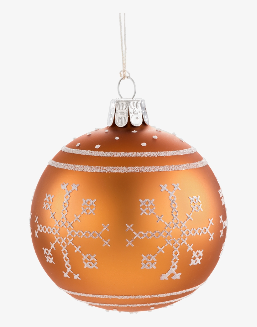 Christmas Bauble Orange With White Pattern, - Bauble Orange, transparent png #3223401