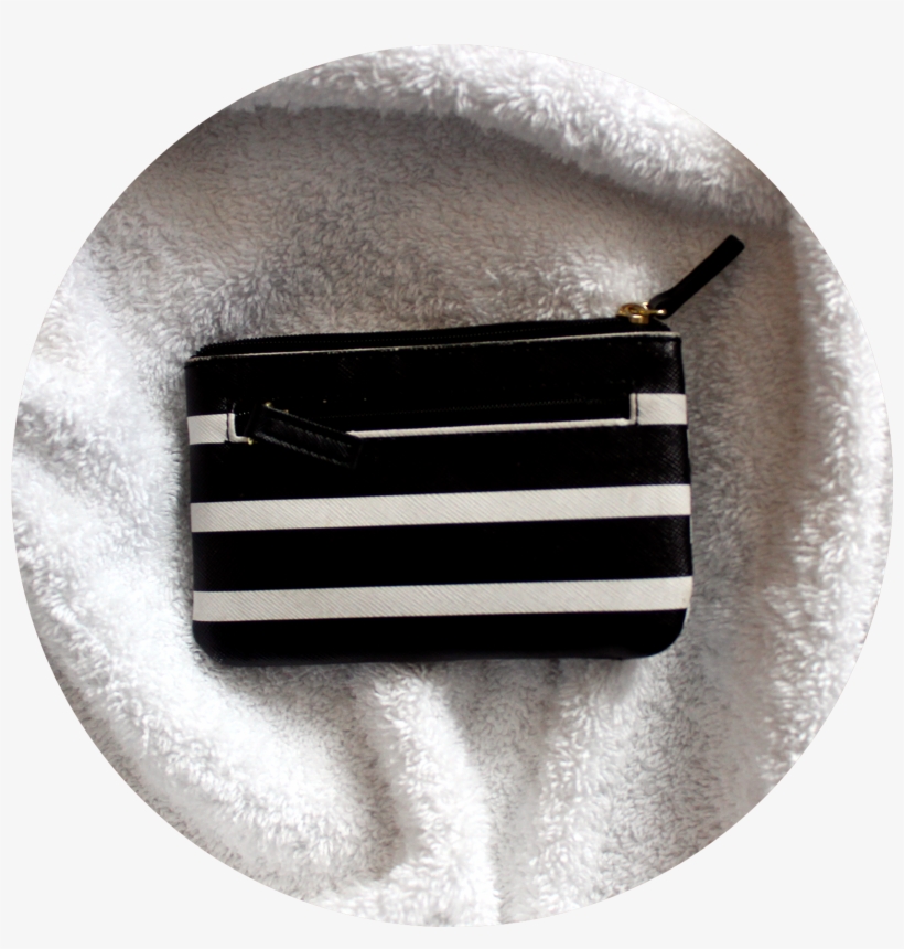 A Square Black And White Striped Wallet Lies On A White - Leather, transparent png #3223704