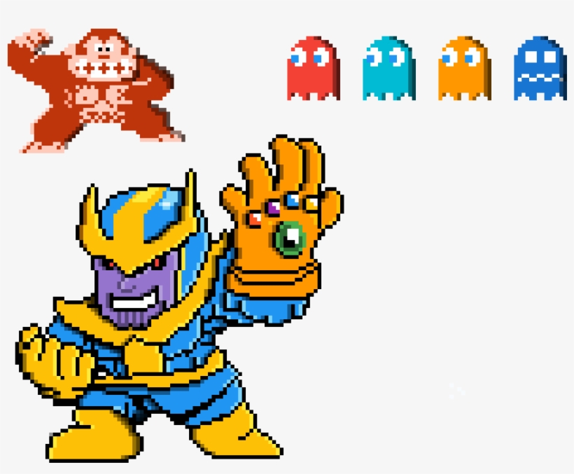 Pac Man Ghosts, King Kong And Thanos - 8 Bit Donkey Kong, transparent png #3223732