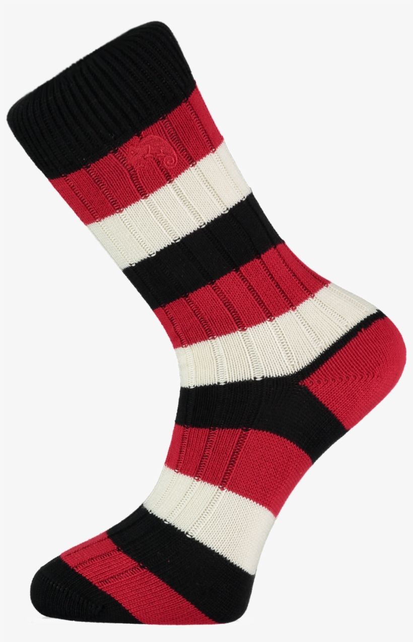 Black, Red, And White Stripe Cotton Socks - Red Black White Striped Socks, transparent png #3223902