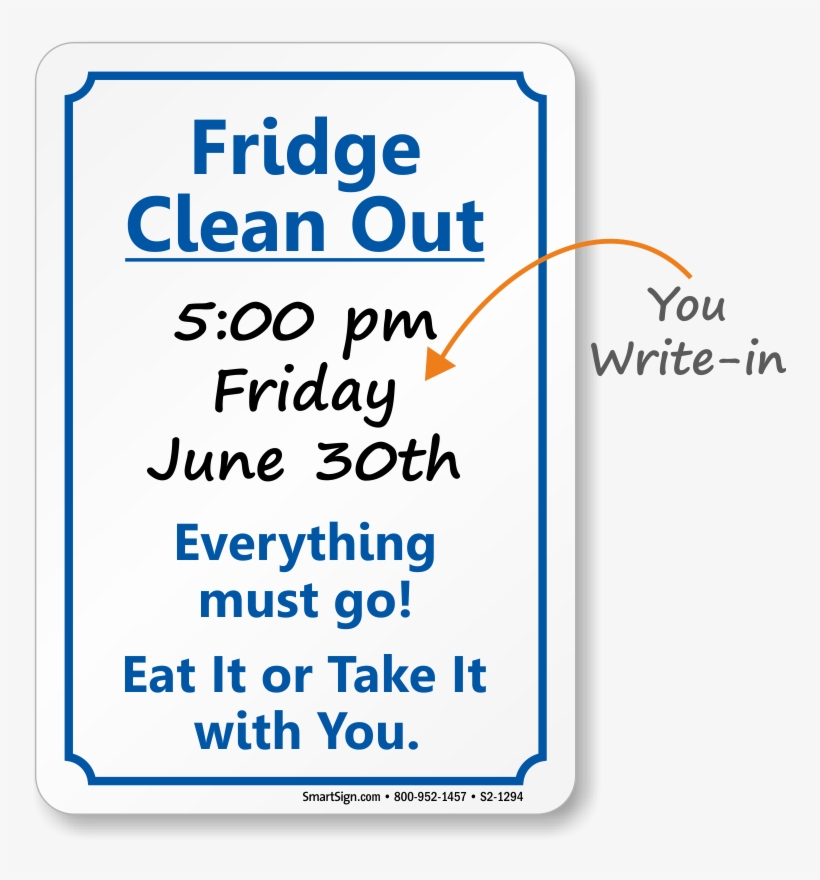Kitchen Signs Keep Kitchen Clean Signs Kitchen - Free Fridge Clean Out Sign, transparent png #3223960