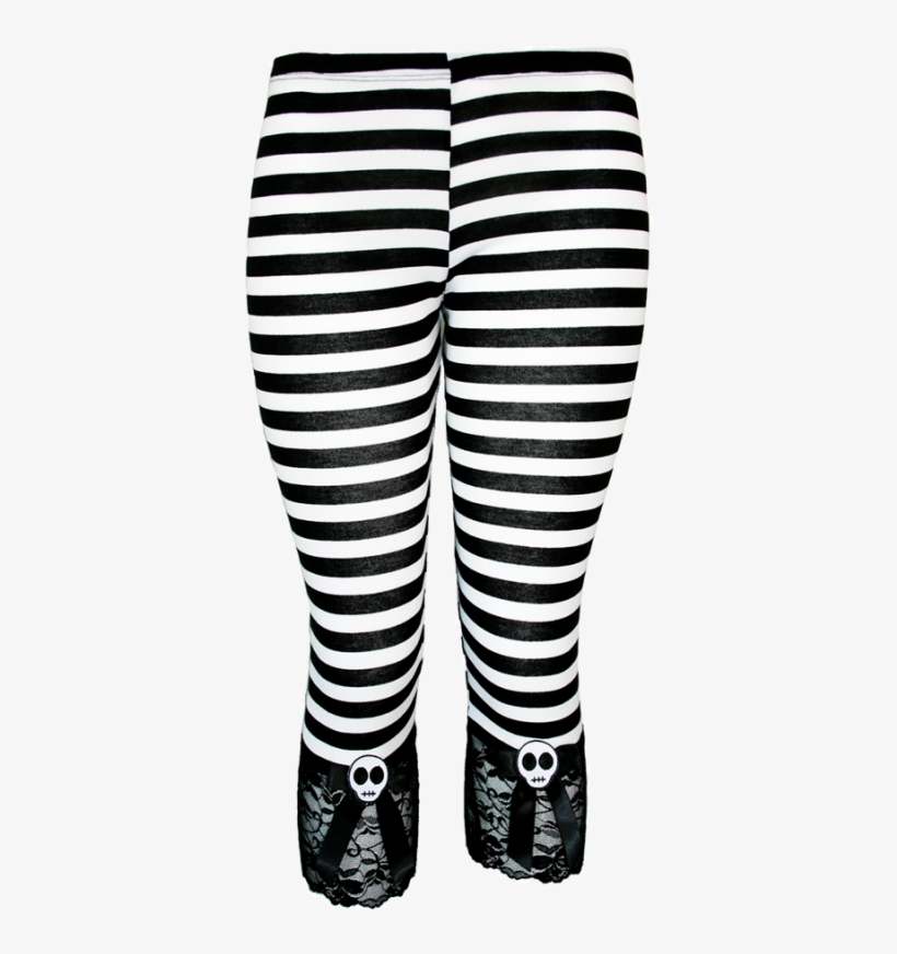 Jessica Louise Women's Black/white Stripe Skull Capri - Dark Striped Leggings Plus Size, transparent png #3224048