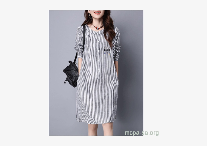 Women Casual Women Long Printed Black And White Striped - Dress, transparent png #3224078