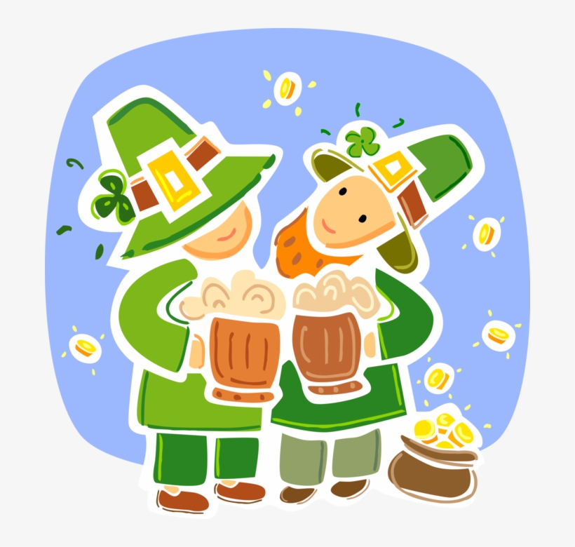 Vector Illustration Of St Patrick's Day Irish Leprechauns - Clock, transparent png #3224592