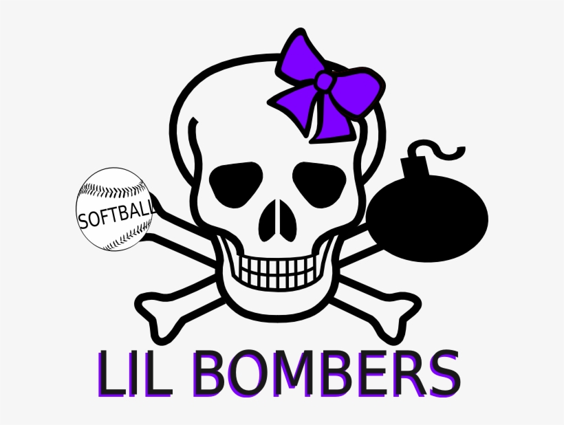 This Free Clipart Png Design Of Softball Bombers Clipart - Fire Skull And Crossbones, transparent png #3225577