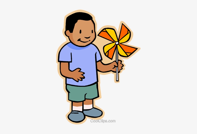Boy With Pinwheel Royalty Free Vector Clip Art Illustration - Pinwheel, transparent png #3226986