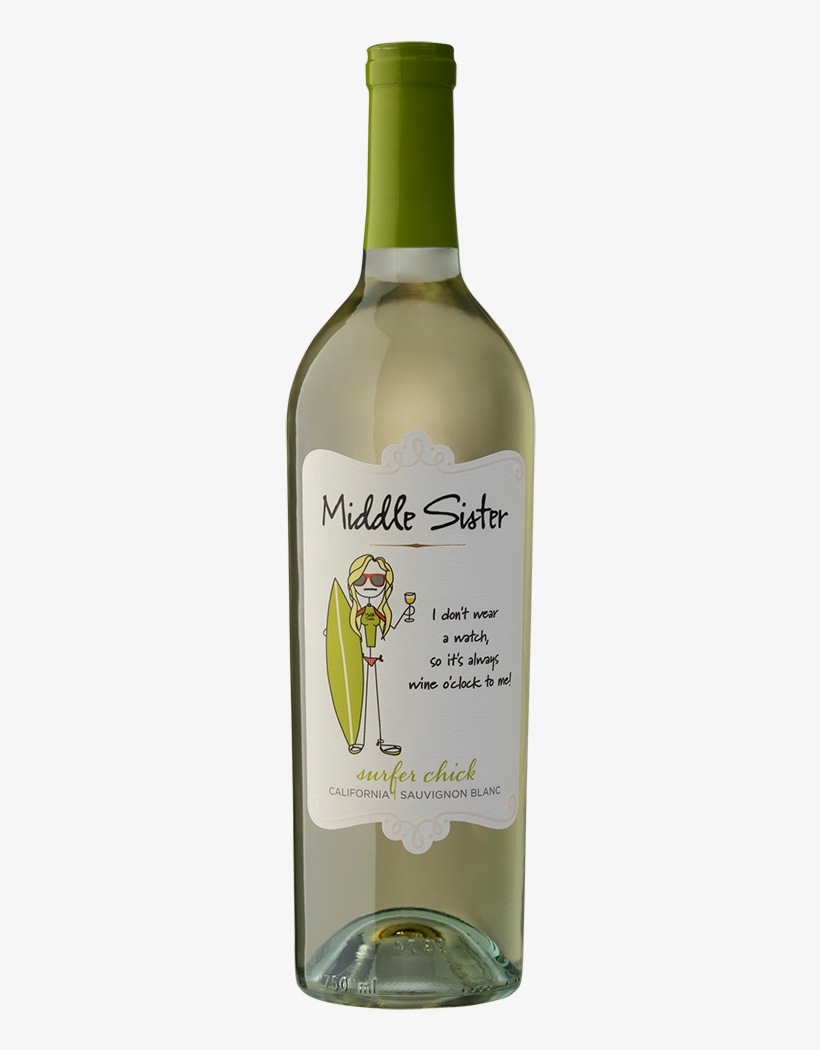 Surfer Chick - Middle Sister Wine, transparent png #3228226