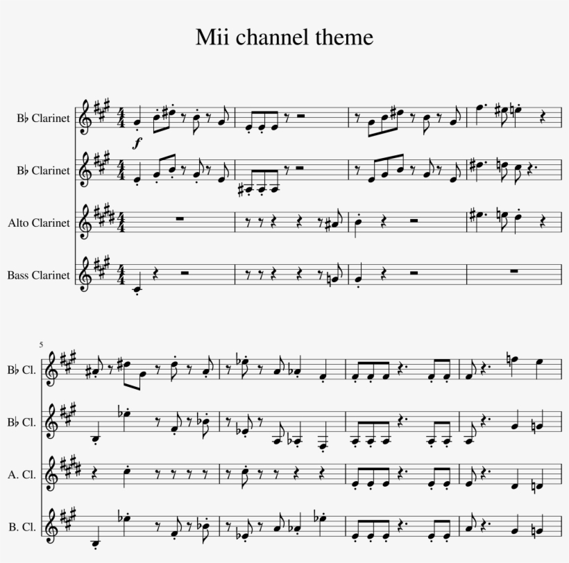 Open - Mii Theme Song Clarinet, transparent png #3228358