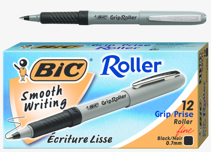 74020 - Bic Grip Roller Pens Red, transparent png #3229498