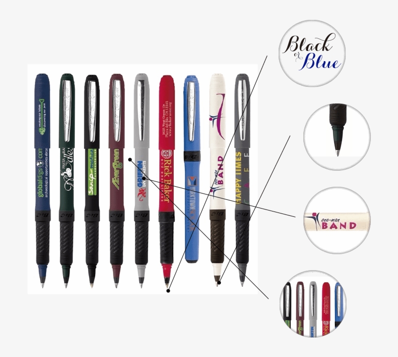 Black Or Blue Ink - Printed Bic Grip Roller Pens - Sample, transparent png #3229548