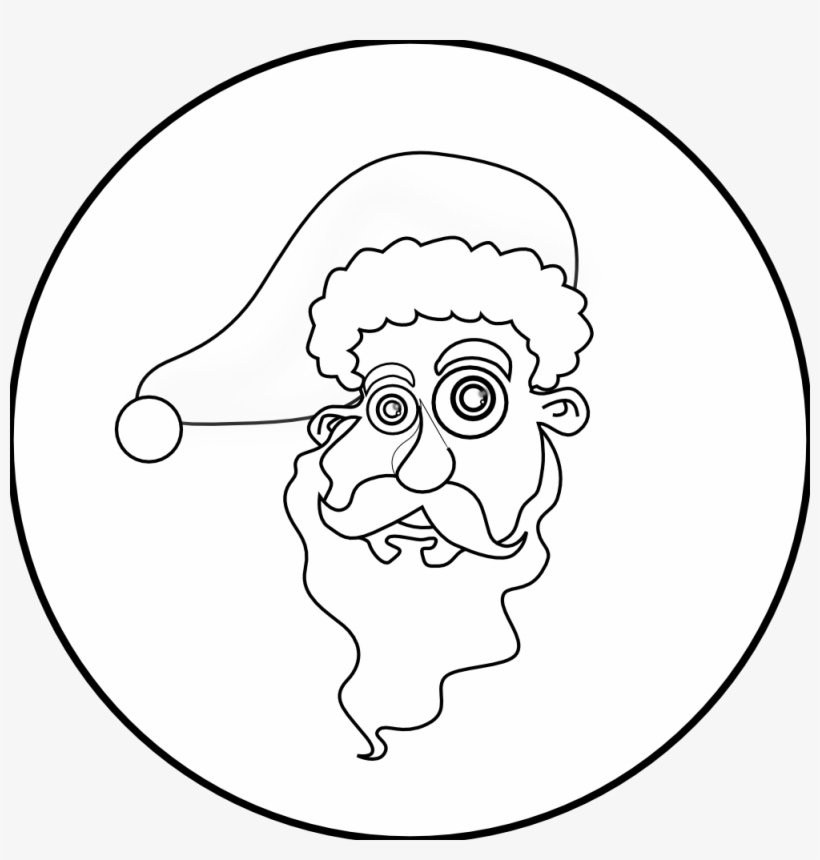 Santa Head Black White Line Kablam 555px - Drawing, transparent png #3229550