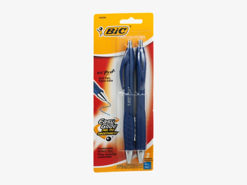 Bic Pro+ Ball Pen, Retractable, Medium, Blue - 2 Pens, transparent png #3229635