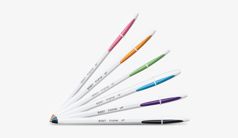 Six Cristal Up Pens Of Different Colors - Generic Bic Cristal Grip Ballpoint Pens, transparent png #3229773