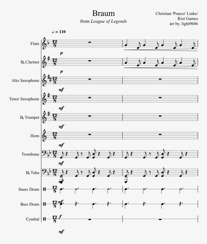 Braum Sheet Music Composed By Christian 'praeco' Linke/ - Music, transparent png #3230864