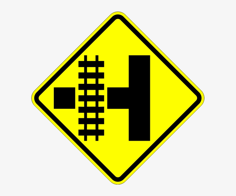 W10-3 Railroad Crossing And Intersection Advanced Warning - Railroad Crossing Sign, transparent png #3233471