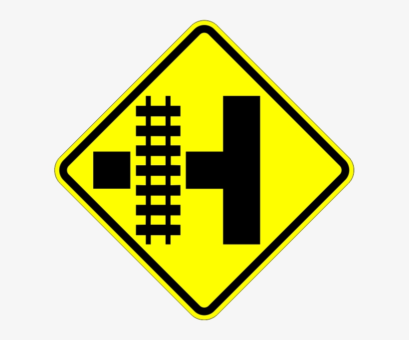 W10-3 Railroad Crossing And Intersection Advanced Warning - Railroad Crossing Sign, transparent png #3233471