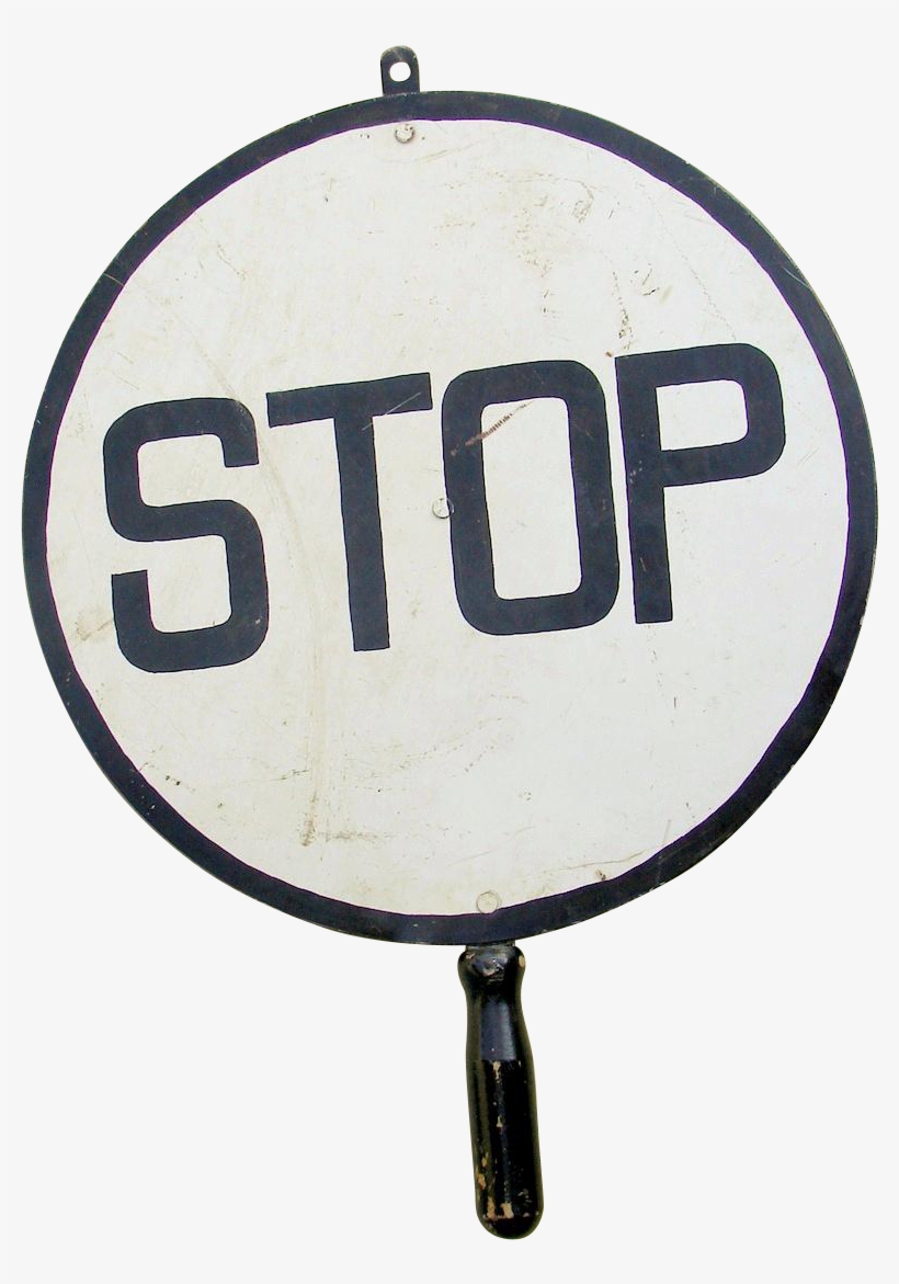 Vintage Railroad Crossing Flagman Stop Hand Held Traffic - Warning Sign, transparent png #3233801