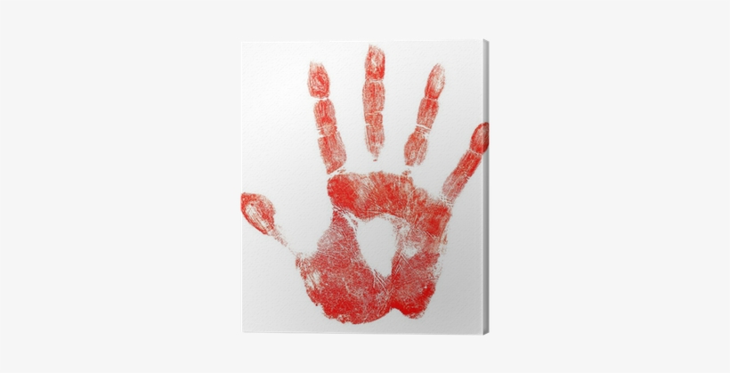 Bloody Red Hand Print Isolated On White Canvas Print - Stock Photography, transparent png #3233858
