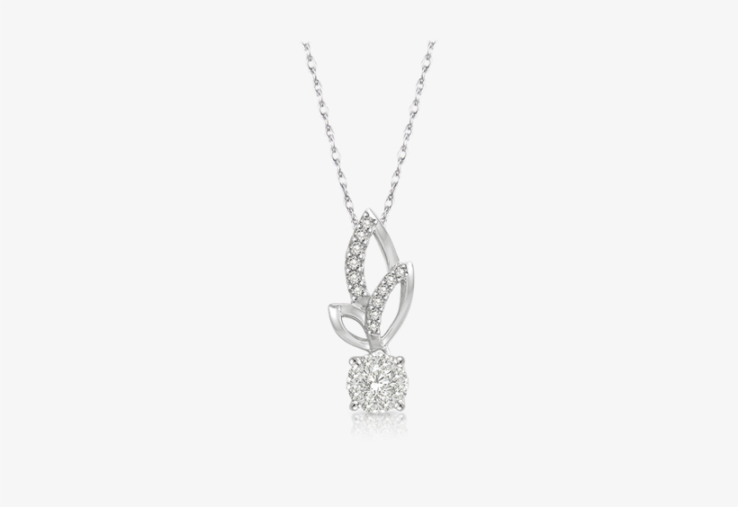 Ferns And Petals Diamond Pendant In White Gold - Pendant, transparent png #3234273