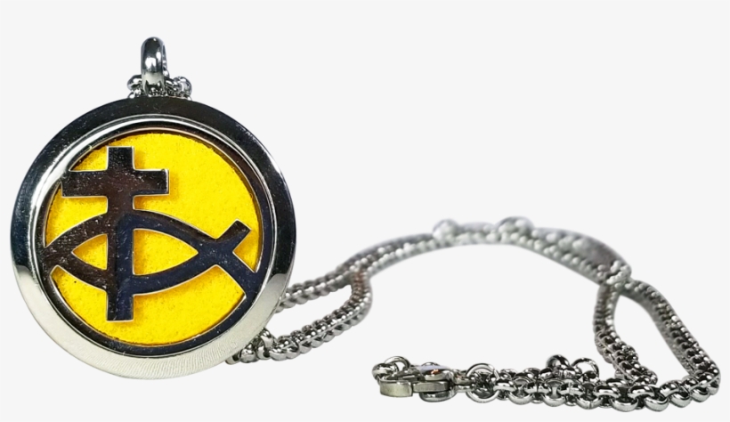 Stainless Steel Ichthus Cross Essential Oil Necklace - Locket, transparent png #3235886
