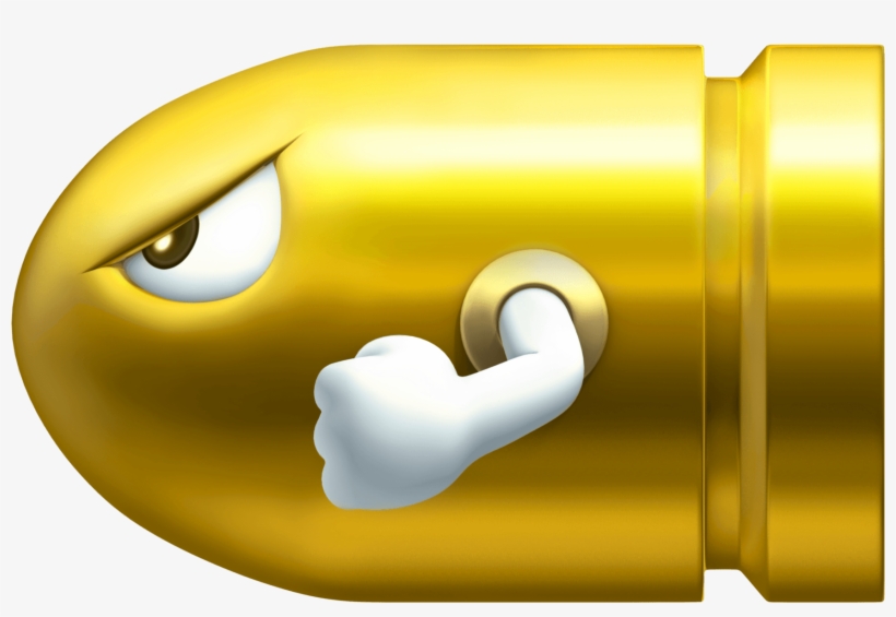 Super Mario Land - Mario Gold Bullet Bill, transparent png #3236199