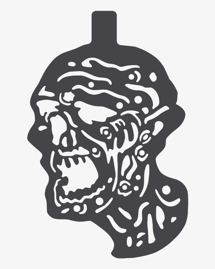 Zombie Head Stencil - Zombie Stencil, transparent png #3236561