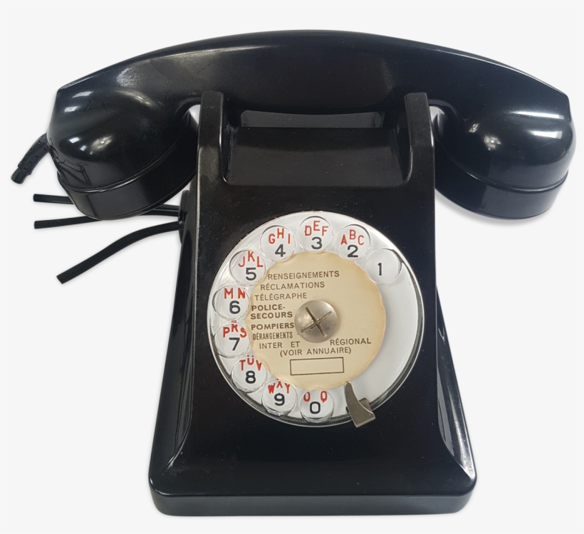 Rotating Black Bakelite Rotary Phone French France - Corded Phone, transparent png #3238448