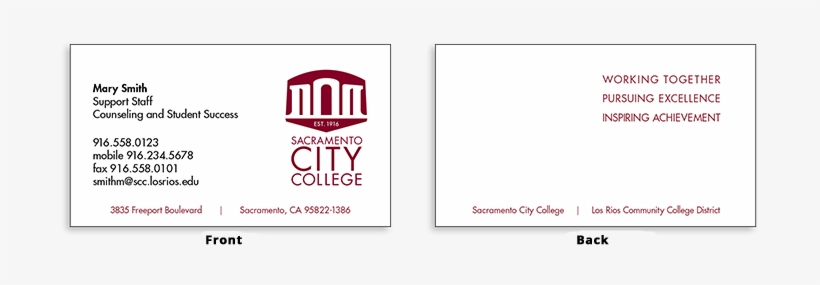 Scc Business Card Sample - Sacramento City College, transparent png #3239661