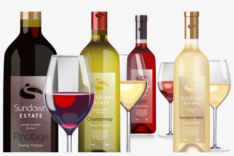 Wine Bottles And Glasses 2, Vector - Glass Bottle, transparent png #3239901
