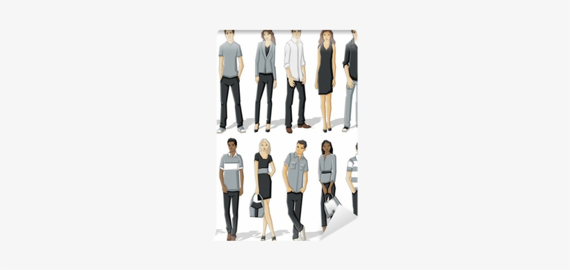 Group Of Fashion Cartoon Young Business People - Illustration, transparent png #3240290