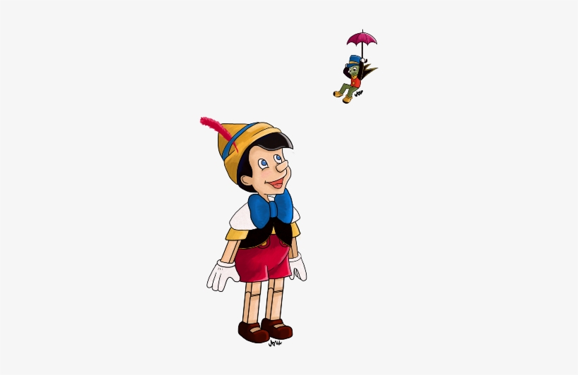 Pinocchio Looking At Jiminy - Pinocchio And Jiminy Cricket Png, transparent png #3240555