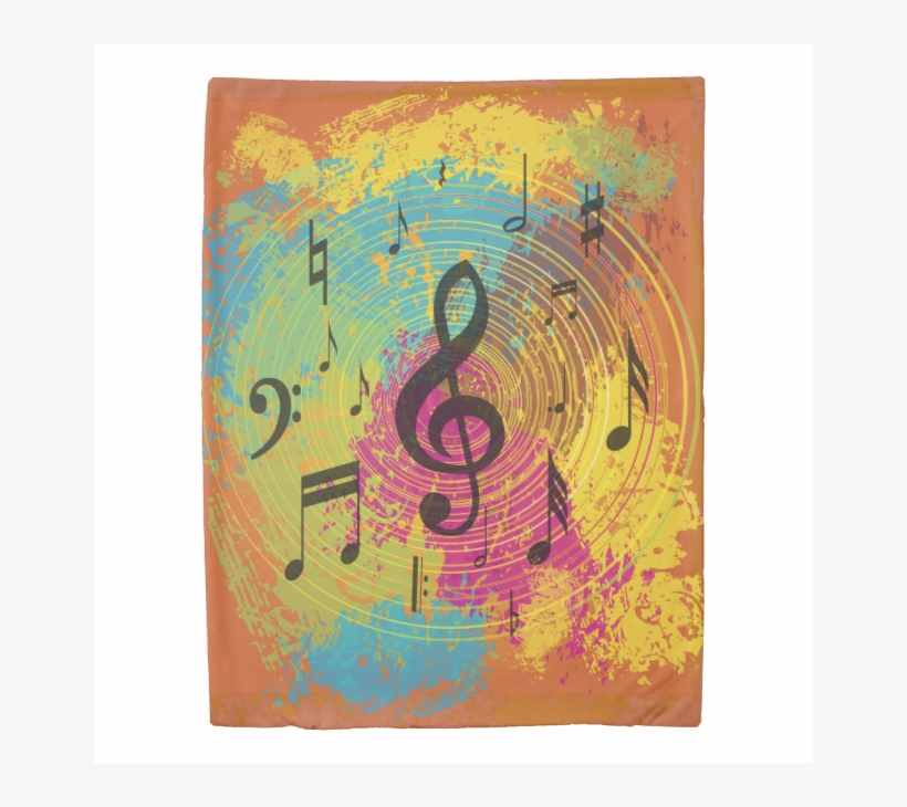 Bright Music Notes On Explosion Of Color Duvet Cover - Music Notes Treble Clef Cabochon Pendant Necklace Bronze, transparent png #3242980