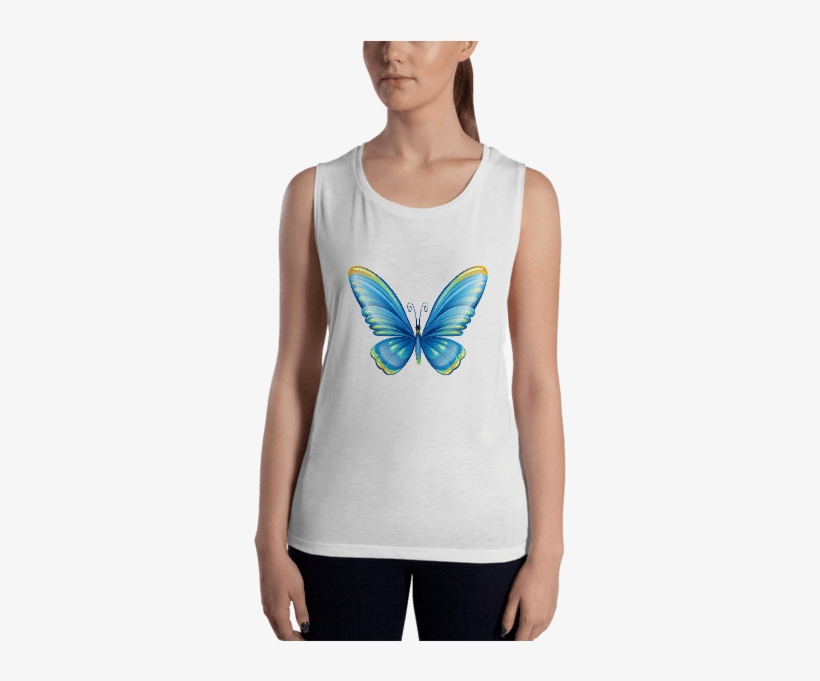 Ladies' Cute Butterfly Muscle Tank Top - T-shirt, transparent png #3243542