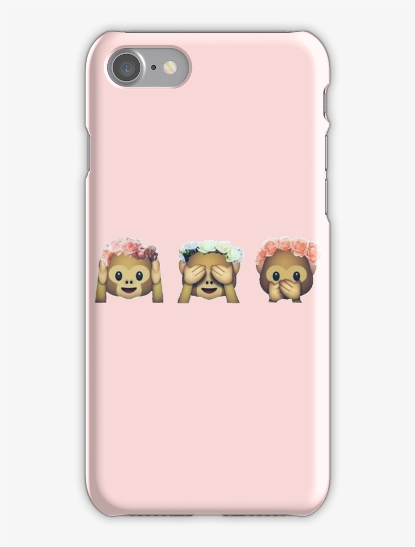 Monkey See No Evil Hipster Flower Crown Emoji Iphone - Iphone 5 5s Se Case,fashion Lovely Monkey Emoji Case,premium, transparent png #3243991