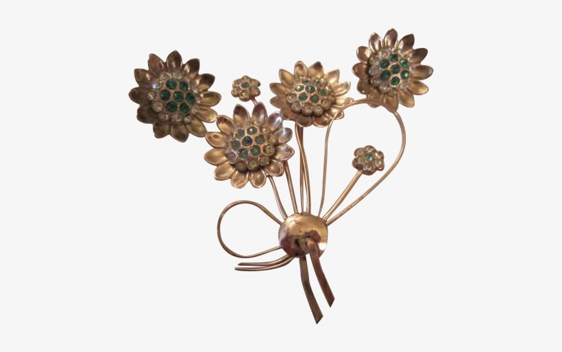 Gorgeous Corocraft Sterling Vermeil Retro Flower Vintage - Artificial Flower, transparent png #3244128