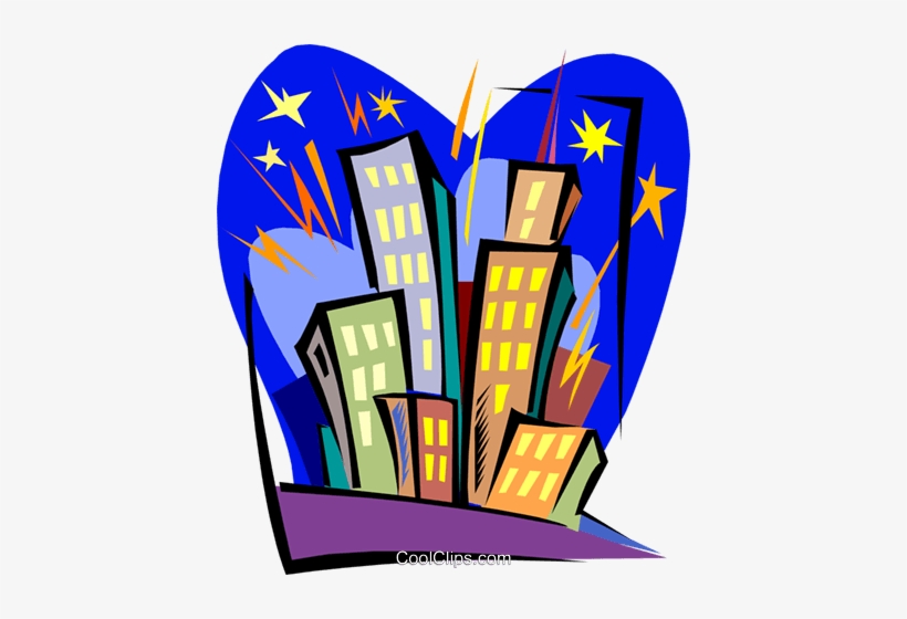 Buildings In Fireworks Royalty Free Vector Clip Art - Clipart Gratte Ciel, transparent png #3244688