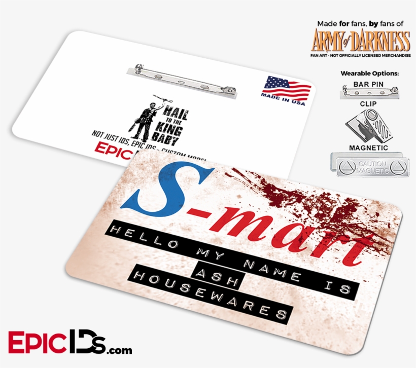 S-mart Ash Williams 'army Of Darkness' Cosplay Replica - Shaun Of The Dead Foree Electric Name Badge W Bar Pin, transparent png #3244788