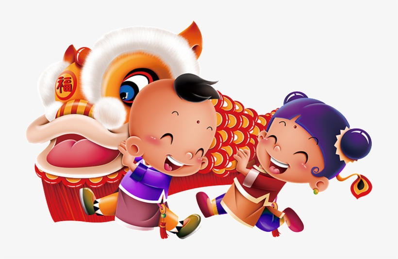 Hand Painted Cartoon Children Playing Decoratives - Chinese New Year Cartoon, transparent png #3245134