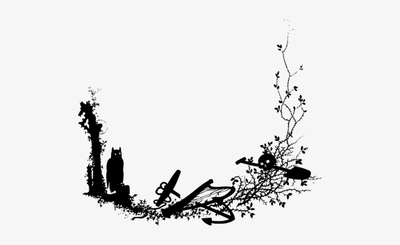 Owl And Skull Frame Vector Image - Spooky Clipart Border, transparent png #3245921