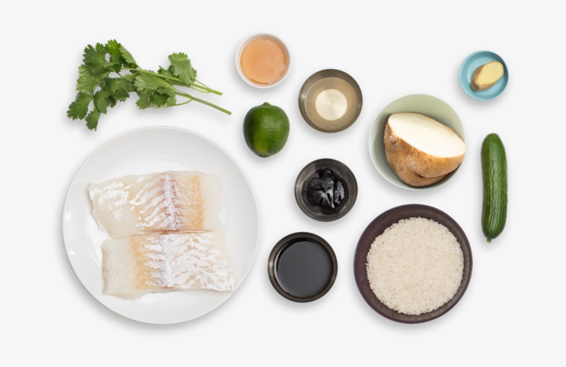 Tamarind-glazed Cod With Lime Rice & Cucumber Relish - Pecorino Romano, transparent png #3246163