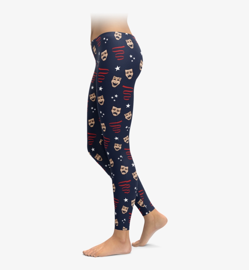 Comedy & Tragedy Mask Leggings - Legging Christmas Bell & Snowflake Printed Legging, transparent png #3246444